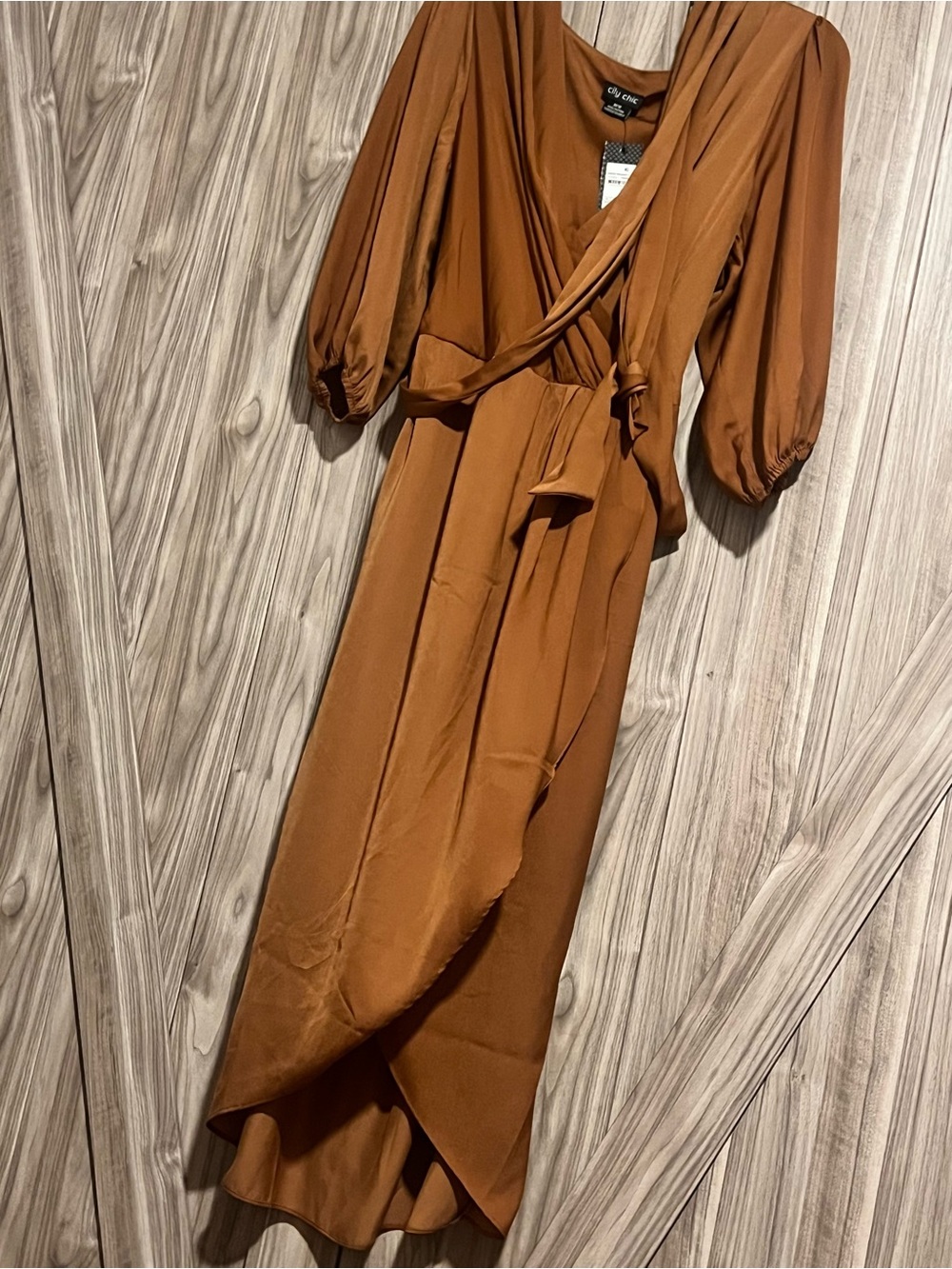 Zara Copper-Tone Wrap Maxi Dress